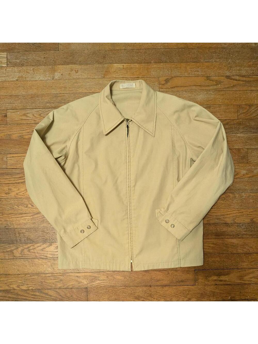 1970s London Fog Harrington Golf Jacket Tan Khaki Full Zip Mens 42R - Picture 2 of 8